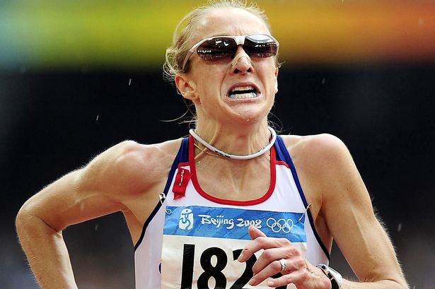 8870364File photo dated 17 08 08 of Paula Radcliffe finishing the Womens Marathon at the 2008 Beij