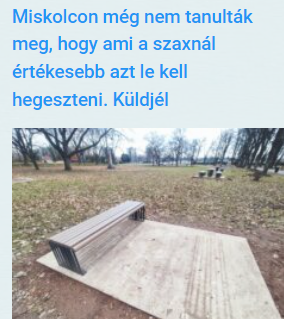 Miskolc. Miközben aprították a fát a rendészek, új fa bútorokat loptak el a Népkertből