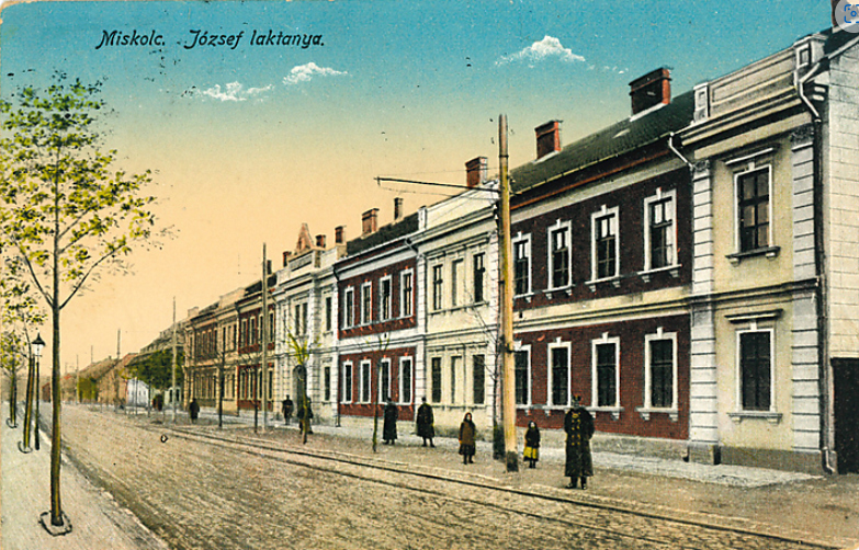 józsef barracks in miskolc around 1900, colour postcard