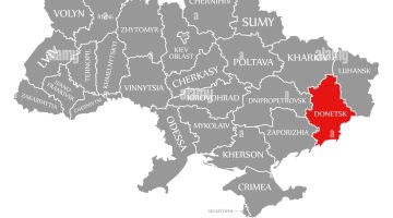 donetsk red highlighted in map of the ukraine 2c37388