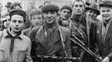 October 1956:  A group of armed young revolutionaries pose during the Hungarian Revolt.  (Photo by Hulton Archive/Getty Images)