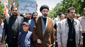 mojtaba khamenei and his son in quds day 1397 e1772632919589